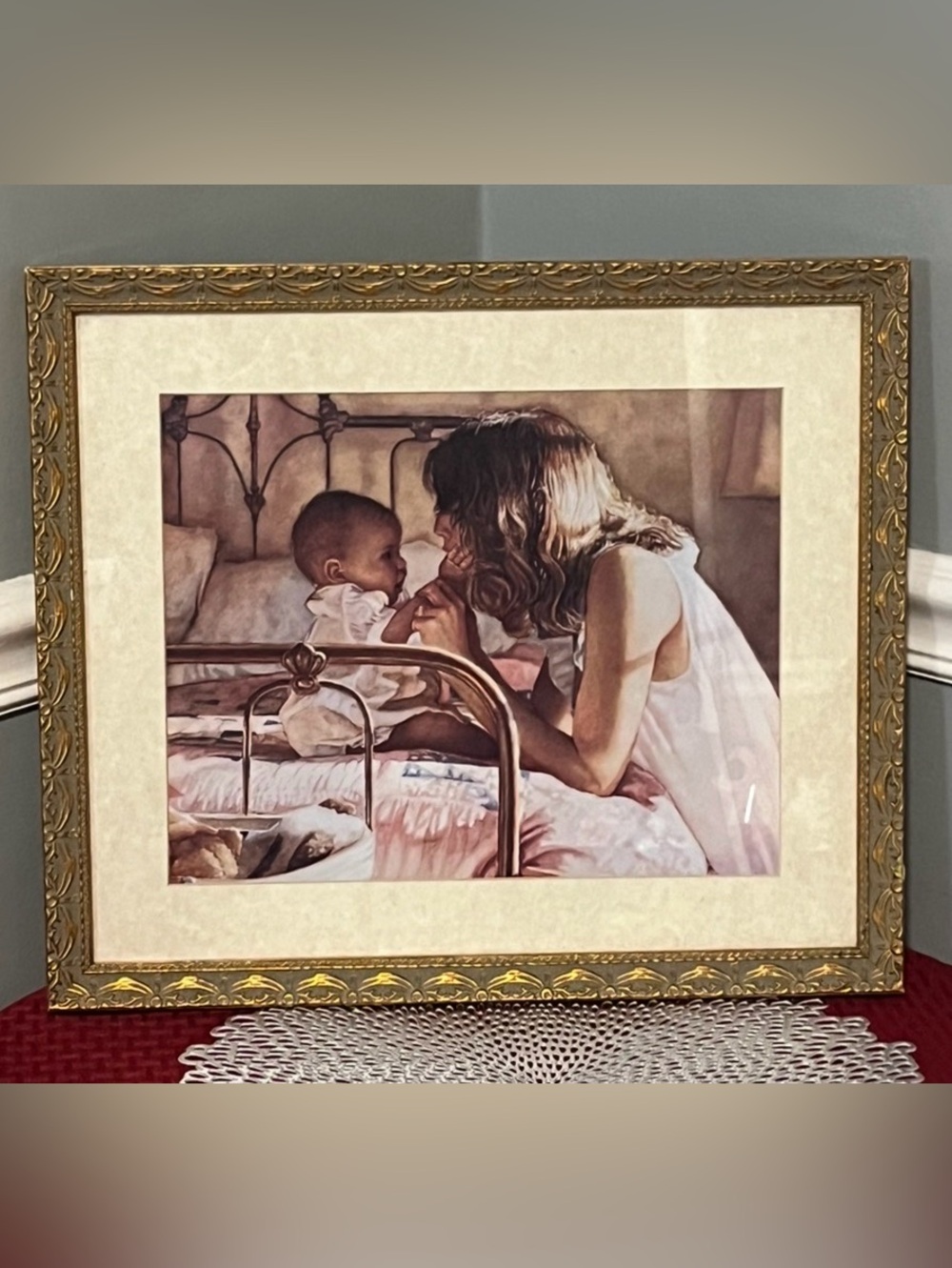 🌸 Vintage Steve Hanks - Limited Edition “Mother and Child Bond” Gold Framed Art